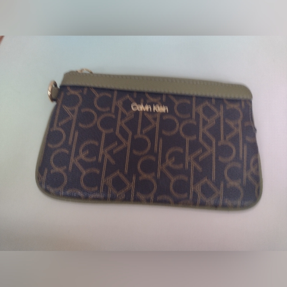 Calvin Klein Monogram Navy and Olive Clutch